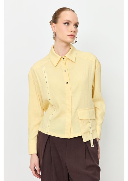 Zımba Şerit Detaylı Gömlek-Sarı modelleri
