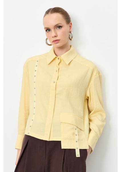 Zımba Şerit Detaylı Gömlek-Sarı indirimleri