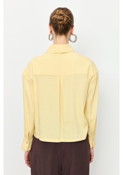 Zımba Şerit Detaylı Gömlek-Sarı
