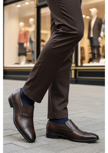 Kahve Hakiki Deri Kaymaz Taban Erkek Günlük Ayakkabı 974 M