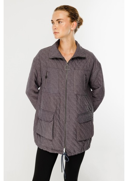 Cepli Kapitone Desen Spor Ceket-Antrasit fırsatları