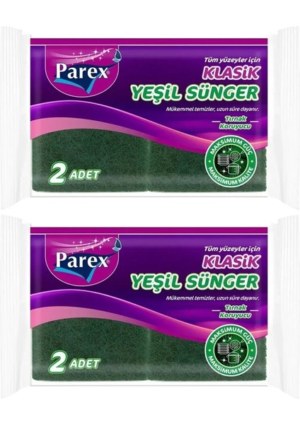 Klasik Yeşil Oluklu 2'li Sünger İkili Paket
