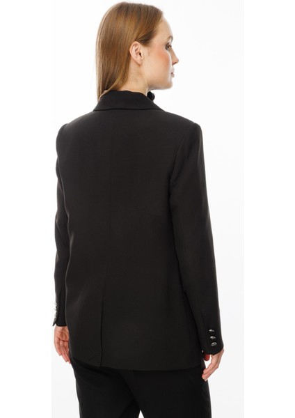 Kruvaze Yaka Klasik Ceket-Siyah indirimleri