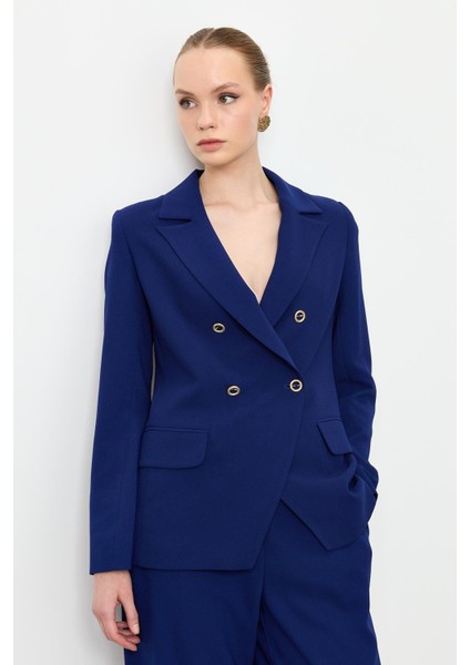 Asimetrik Kesim Krep Ceket-Lacı