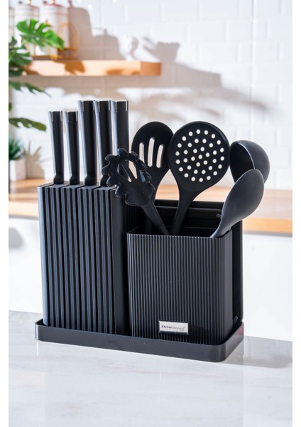 Cooper 14 Parça Standlı Kesme Tahtası Servis ve Bıçak Seti