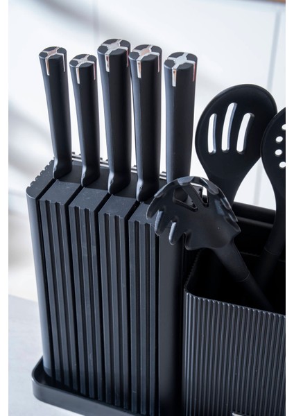 Cooper 14 Parça Standlı Kesme Tahtası Servis ve Bıçak Seti modelleri