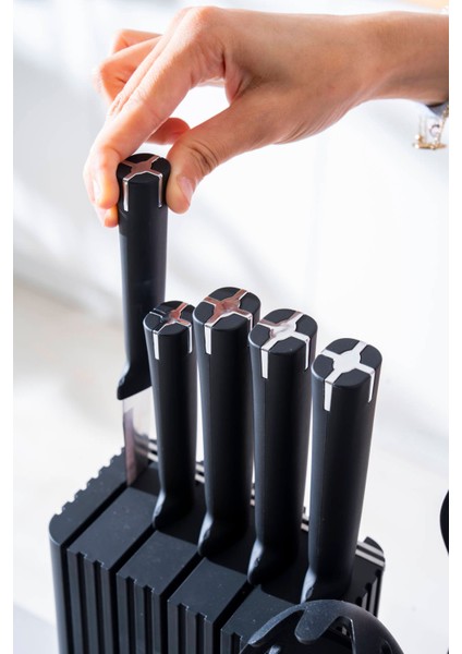 Cooper 14 Parça Standlı Kesme Tahtası Servis ve Bıçak Seti