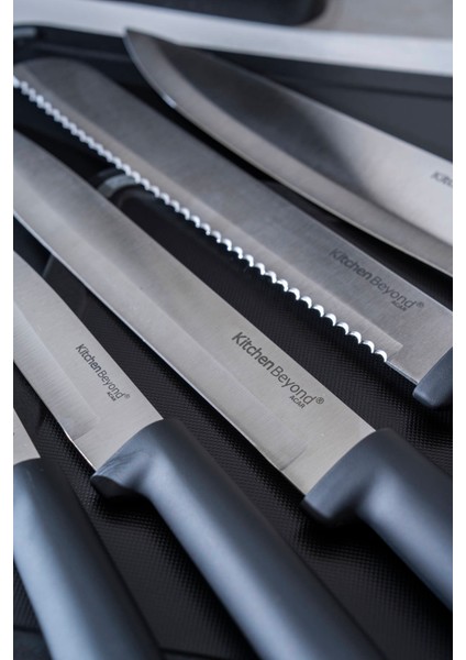 Cooper 14 Parça Standlı Kesme Tahtası Servis ve Bıçak Seti