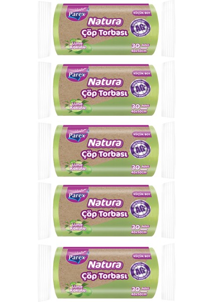 Natura Çöp Torbası Küçük Boy 30'lu 40 x 50 cm Beşli Paket