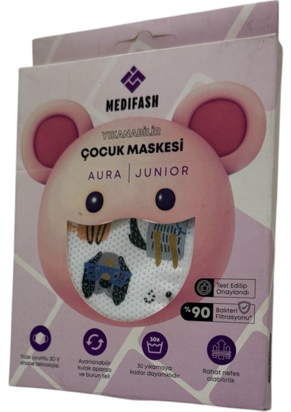 Yıkanabilir Çocuk Maskesi Aura Junior