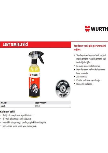 Würth Jant Temizleyici 400ML Consumer Line modelleri