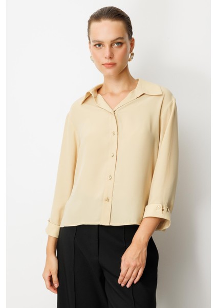 Truvakar Kol Taş Düğmeli Gömlek-Sarı