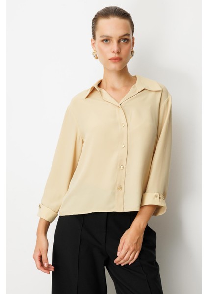 Truvakar Kol Taş Düğmeli Gömlek-Sarı fırsatları