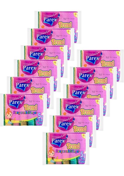 Rengarenk 5'li Düz Sünger Onikili Paket