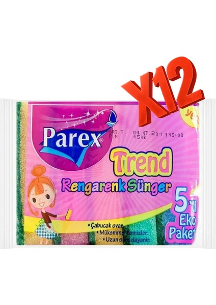 Rengarenk 5'li Düz Sünger Onikili Paket fiyatları