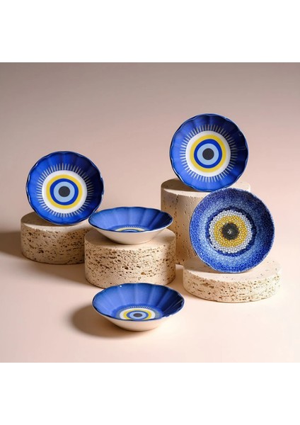 Acem 6'lı Nazarı Çay Tabağı Seti Karma fırsatları