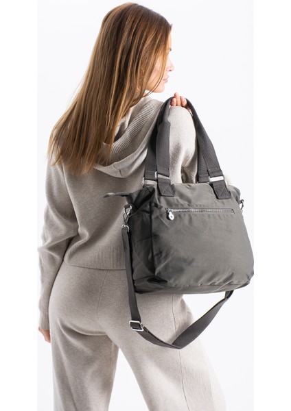 Glc Kadın 4 Bölmeli Suya Dayanıklı Saten Kumaş Çapraz ve Omuz Askılı Çanta