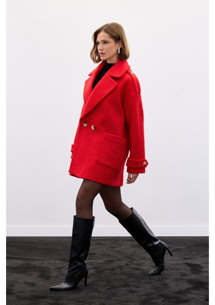 Buklet Kısa Kaban - Kırmızı