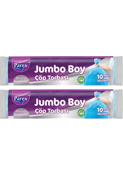 Ekstra Dayanikli 10'lu Çöp Torbası Jumbo Boy 80 x 110 cm Ikili Paket