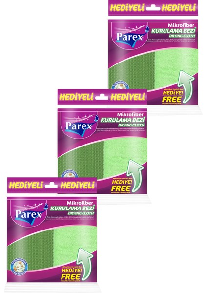 Mikrofiber Kurulama Bezi (Mikrofiber Temizlik Bezi Hediye) Üçlü Paket