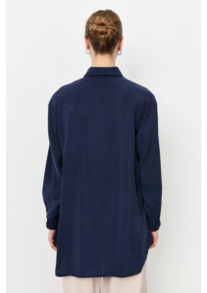 Kolları Lastik Detay Uzun Gömlek-Lacı