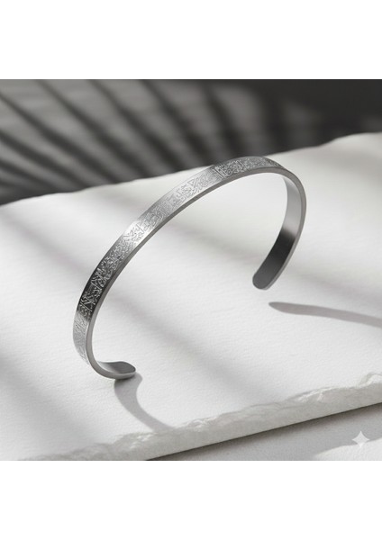 Çelik Ayetel Kürsi Yazılı Bileklik Paslanmaz Çelik