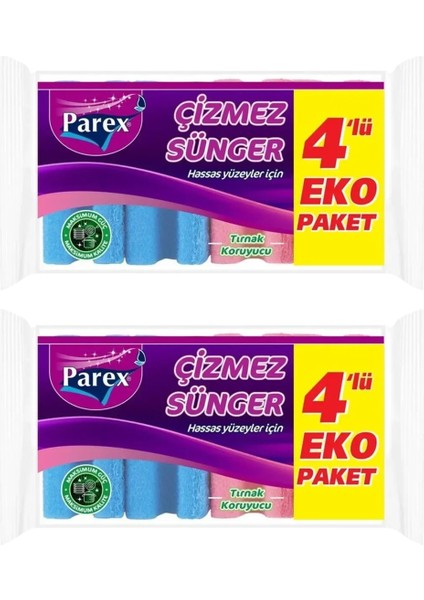 Çizmez 4'lü Sünger Oluklu İkili Paket