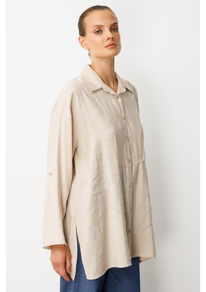 Yırtmaç Detay Modal Gömlek-Taş fırsatları