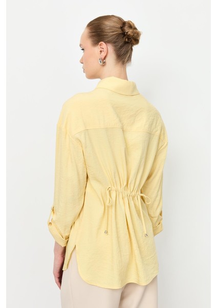 Yaka ve Cep Detaylı Gömlek-Sarı