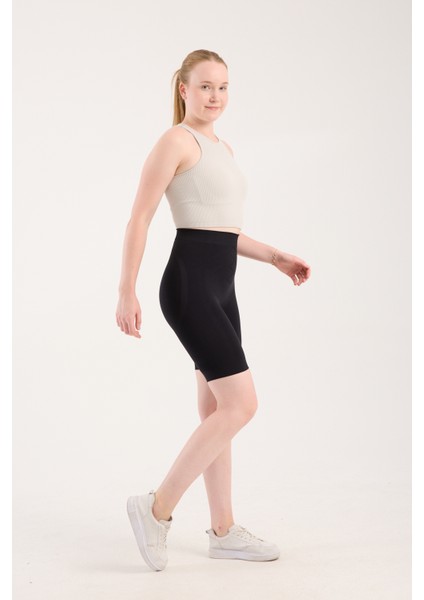 Salmano Model Yüksek Bel Şekillendirici Korse Tayt, Dikişsiz Vücut Sıkılaştıran, Kalça ve Basen Toparlayıcı, Ten/siyah fiyatları