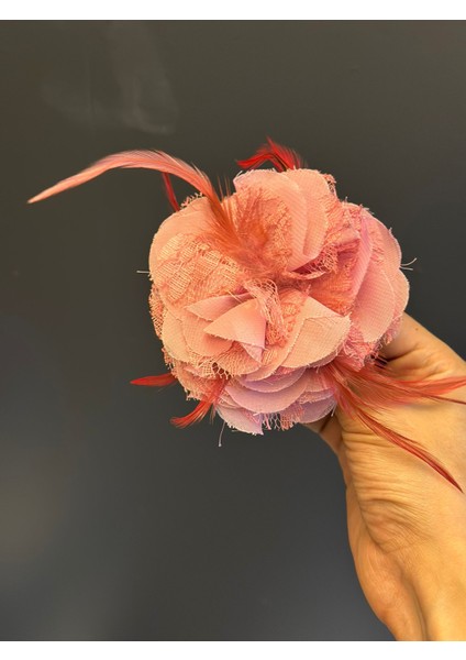 Tüllü Tüğlü Pembe Broş Yaka Iğnesi Giyim Aksesuarı 7x7 cm fırsatları