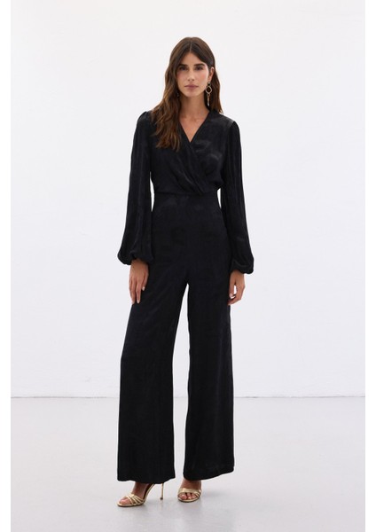 Desenli Kruvaze Tulum - Siyah