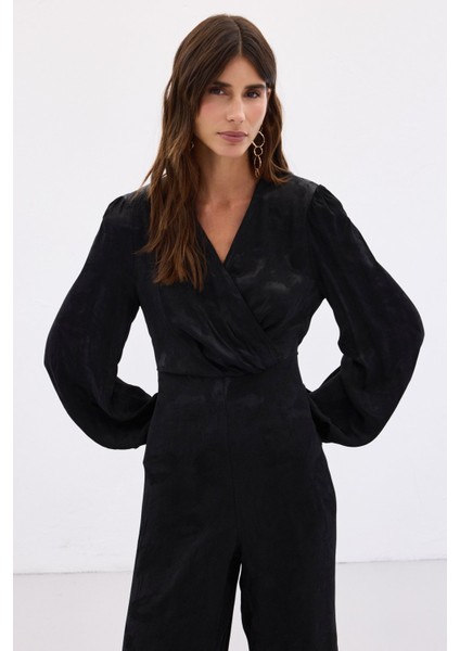 Desenli Kruvaze Tulum - Siyah indirimleri