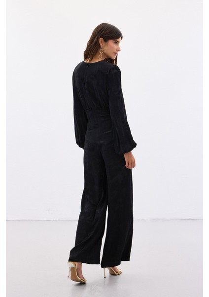 Desenli Kruvaze Tulum - Siyah