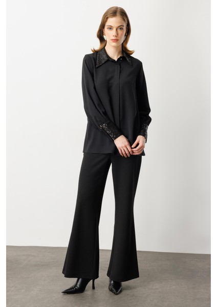 Payet Detaylı Gömlek-Siyah fiyatları