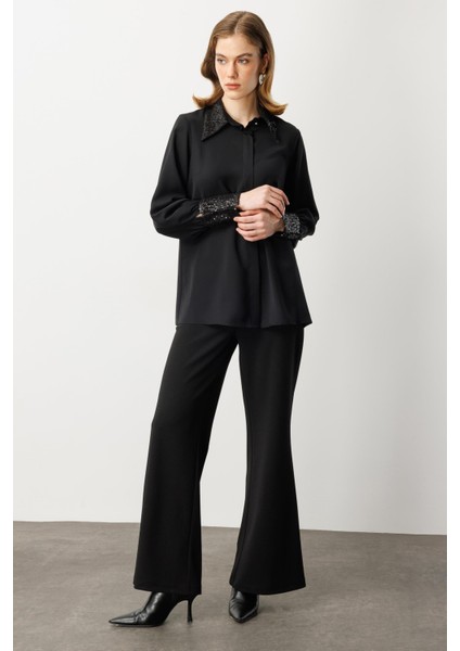 Payet Detaylı Gömlek-Siyah modelleri