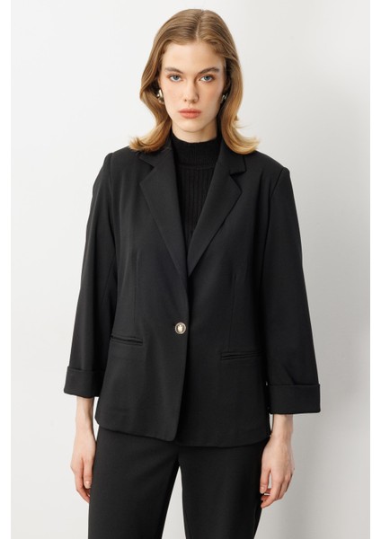 Truvakar Kol Tek Düğme Ceket-Siyah fırsatları