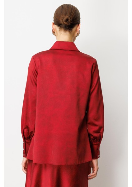 Manşet Detaylı Sivri Yaka Gömlek-Bordo