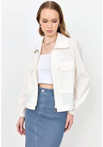 Cep Detay Fermuarlı Gömlek-Kemık fiyatları