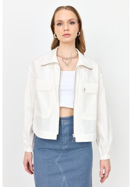 Cep Detay Fermuarlı Gömlek-Kemık modelleri