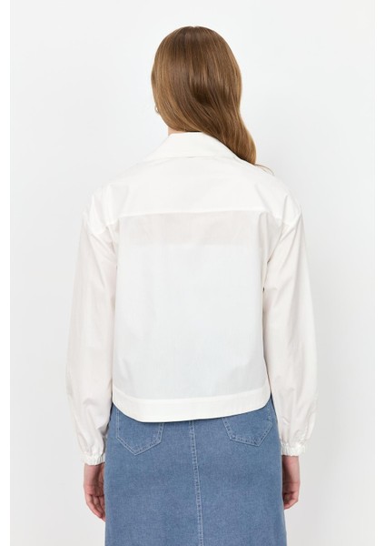 Cep Detay Fermuarlı Gömlek-Kemık