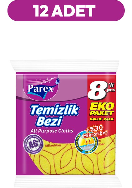 Yüzde 30 8'li Mikrofiber Temizlik Bezi Onikili Paket fiyatları