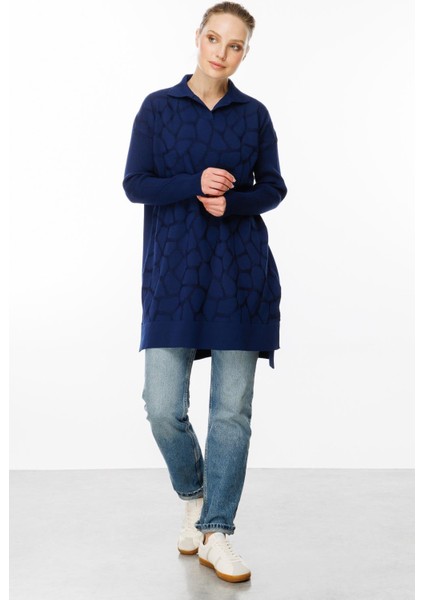 Mozaik Desen Polo Yaka Tunik-Lacı