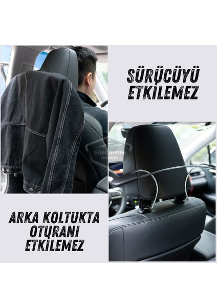 Oto Koltuk Arkası Elbise Askılığı Ceket Askısı Krom Metal Araç Içi Askılık Kaydırmaz Yüzeyli Kıyafet Askısı ONP183