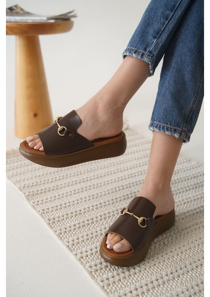 Modaserdem Nelly Acı Kahve Hakiki Deri Terlik indirimleri