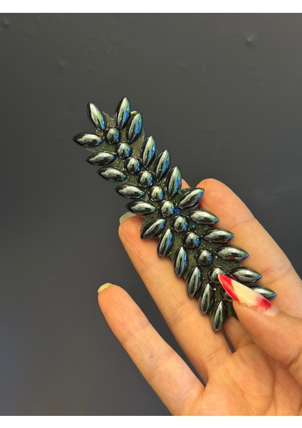 Ütü Ile Yapışan Füme Taş Işleme Arma Dikiş Aplike 12X3 cm