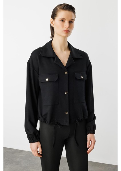 Cep Detaylı Spor Ceket-Siyah