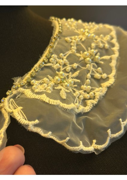 Boncuk Taş Işleme Bağlama Yaka Dikiş Giyim Aksesuarı 25X10 cm fiyatları