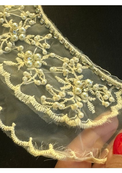 Boncuk Taş Işleme Bağlama Yaka Dikiş Giyim Aksesuarı 25X10 cm indirimleri