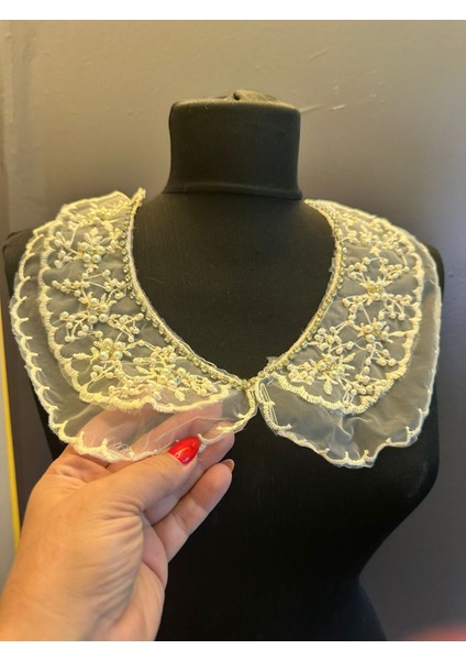 Boncuk Taş Işleme Bağlama Yaka Dikiş Giyim Aksesuarı 25X10 cm